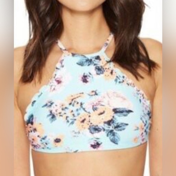 SeaFolly Vintage Wildflower Iceberg High Neck Reversible Bikini Top Sz 4… - Picture 2 of 16